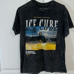 Dark Gray Acid Wash Ice Cube It Was A Good Day Band Tee T Shirt M 022393